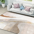 Brown Parlour Rug Simplicity Abstract Rug Polyester Machine Washable Non-Slip Backing Carpet