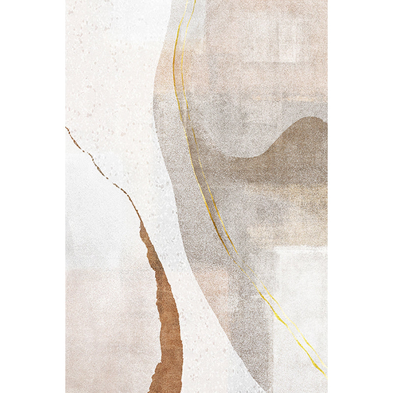 Brown Parlour Rug Simplicity Abstract Rug Polyester Machine Washable Non-Slip Backing Carpet