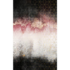 Modern Living Room Rug Black and Pink Abstract Rug Polyester Machine Washable Non-Slip Backing Pet-Friendly Rug
