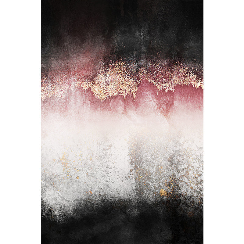 Modern Living Room Rug Black and Pink Abstract Rug Polyester Machine Washable Non-Slip Backing Pet-Friendly Rug