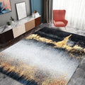 Funky Abstract Rug Black and Gold Industrial Carpet Polyester Non-Slip Washable Pet-Friendly Area Rug for Living Room