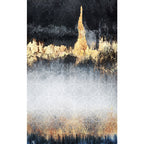 Funky Abstract Rug Black and Gold Industrial Carpet Polyester Non-Slip Washable Pet-Friendly Area Rug for Living Room