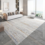 Gray and Brown Abstract Area Rug Polyester Industrial Rug Washable Non-Slip Back Pet-Friendly Indoor Rug for Bedroom
