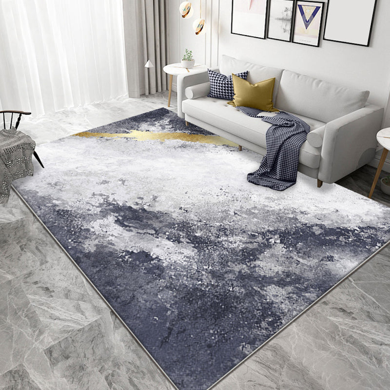 Gray Living Room Carpet contemporary abstract carpet polyester machine washable non-slip backing carpet