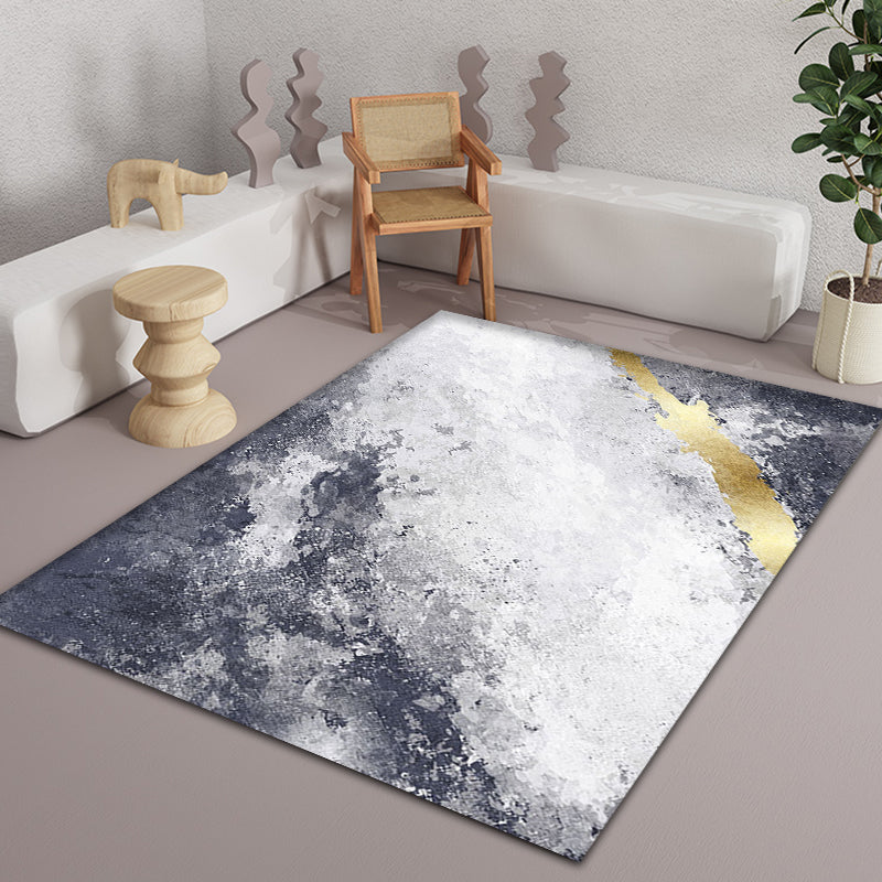Gray Living Room Carpet contemporary abstract carpet polyester machine washable non-slip backing carpet
