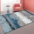 Industrial Style Abstract Carpet Blue and Grey Polyester Rug Anti-Slip Backing Area Rug for Seating Area