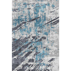 Modern Parlour Rug Blue Abstract Rug Polyester Machine Washable Non-Slip Back Pet Friendly Indoor Rug