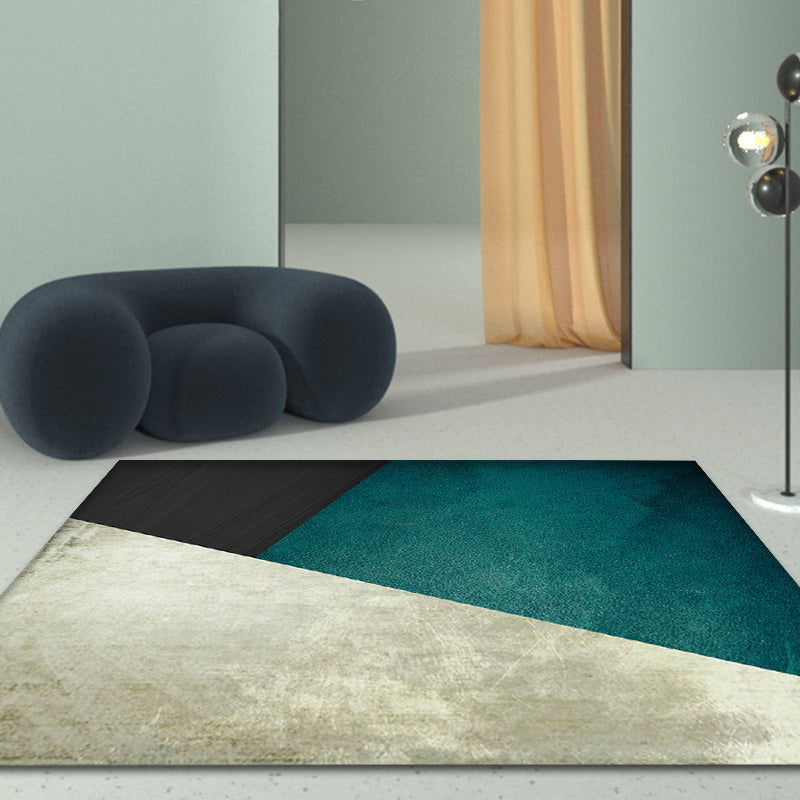 Dark Color Simple Rug Polypropylene Color Block Geometric Carpet Non-Slip Pet-Friendly Rug for Home
