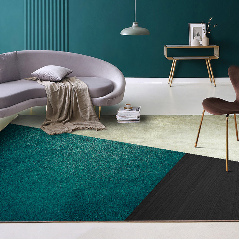 Dark Color Simple Rug Polypropylene Color Block Geometric Carpet Non-Slip Pet-Friendly Rug for Home