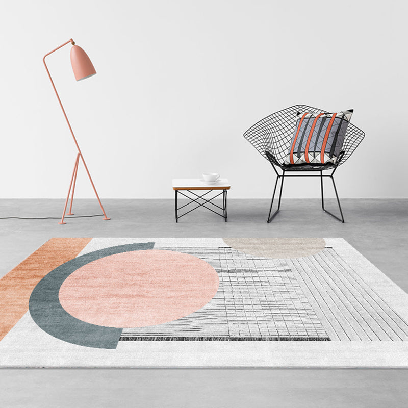 Aesthetic Geometric Indoor Dress Morandi Color Creative Carpet Polyester Stain-Resistant Rug for Living Room