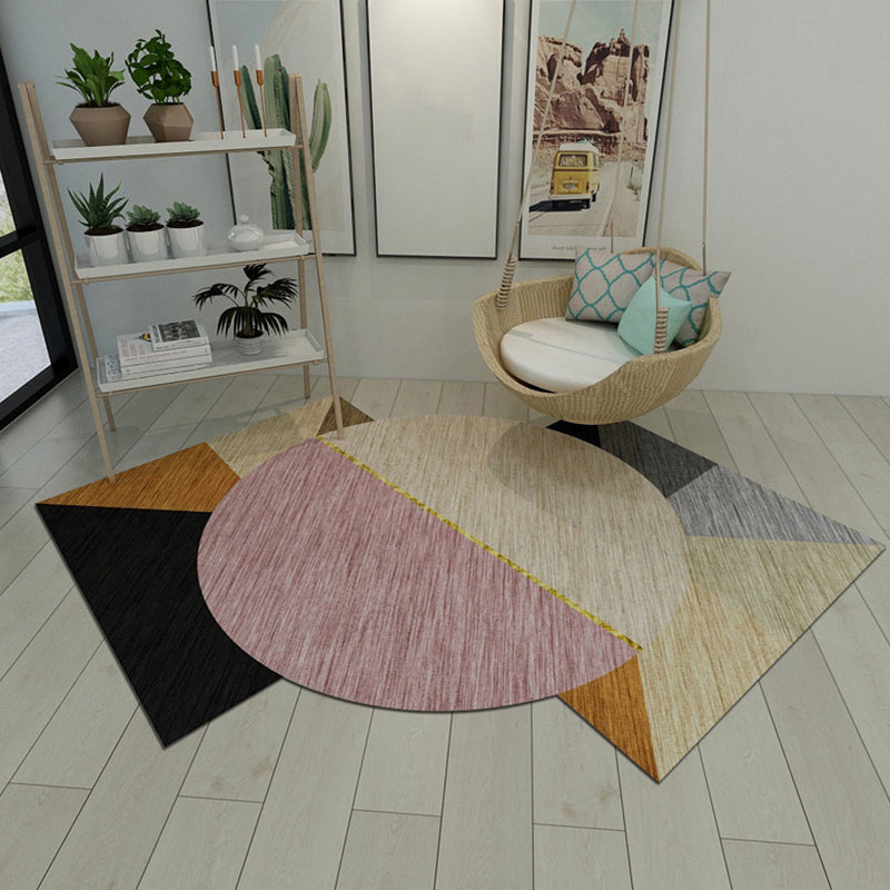 Irregular Geometric Patchwork Rug Soft Color Novelty Carpet Synthetic Non-Slip Rug for Bedroom