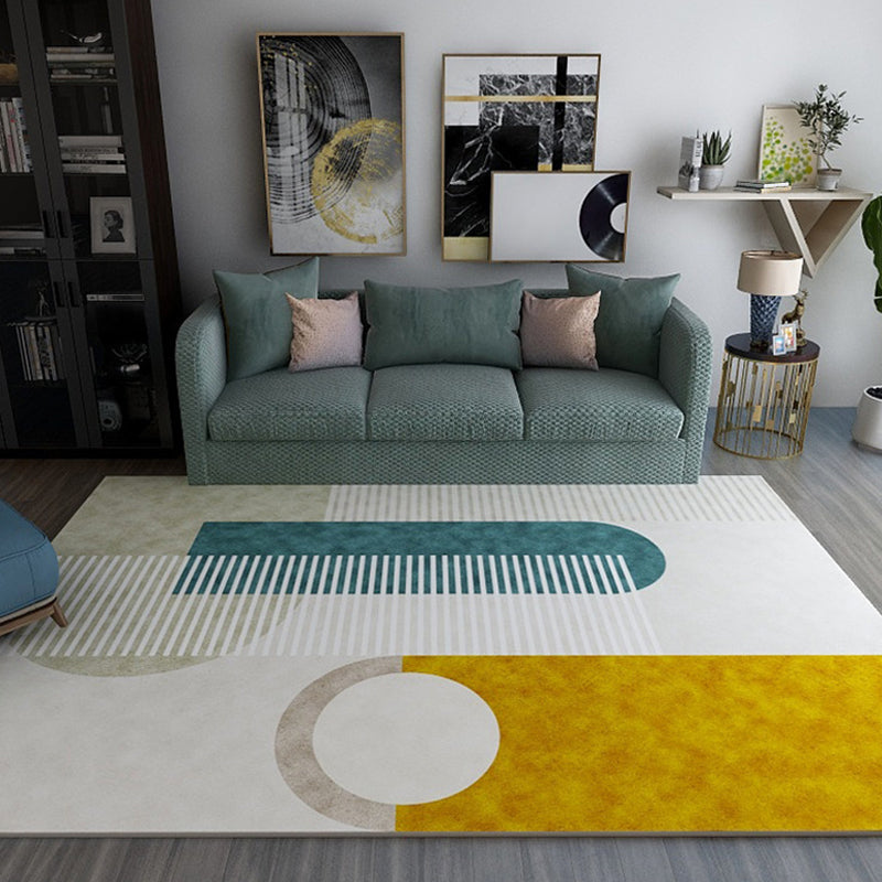 Stylish Thick Area Rug Multicolored Circle Pattern Rug Machine Washable Carpet for Bedroom