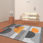 Gray Half-Circle Patterned Carpet Synthetic Modern Carpet Pet-Friendly Non-Slip Carpet for the Living Room