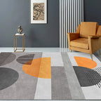Gray Half-Circle Patterned Carpet Synthetic Modern Carpet Pet-Friendly Non-Slip Carpet for the Living Room
