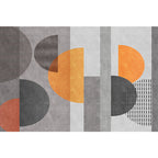 Gray Half-Circle Patterned Carpet Synthetic Modern Carpet Pet-Friendly Non-Slip Carpet for the Living Room