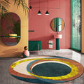 Exotic Novelty Indoor Rug Golden Circles Area Rug Stain Resistant Rug for Home Decor