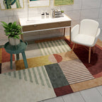 Bold Living Room Rug Modern Color Blocking Rug Synthetic Stain Resistant Non-Slip Backing Rug