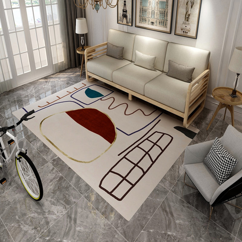Multi Color Bold Area Rug Synthetics Colorblock Abstract Carpet Stain Resistant Non-Slip Rug for Room