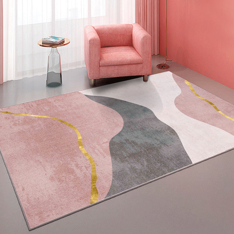 Soft Trendy Indoor Dress Multi Color Abstract Pattern Dress Stain Resistant Washable Carpet for Living Room