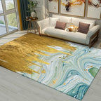 Cyberpunk Living Room Carpet Multi Color Abstract Foil Streams Carpet Polyester Machine Washable Area Rug