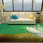 Cyberpunk Living Room Carpet Multi Color Abstract Foil Streams Carpet Polyester Machine Washable Area Rug