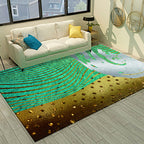 Cyberpunk Living Room Carpet Multi Color Abstract Foil Streams Carpet Polyester Machine Washable Area Rug