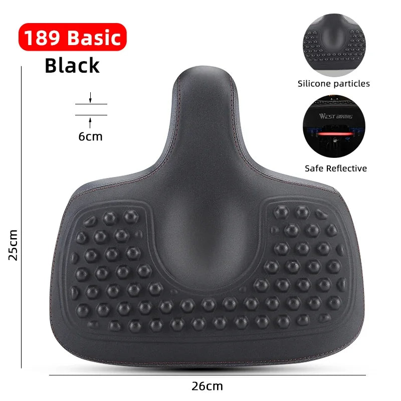 Wide Ergonomic Bike Saddle – Comfortable Saddle with Shock Absorption for City and Mountain Bikes