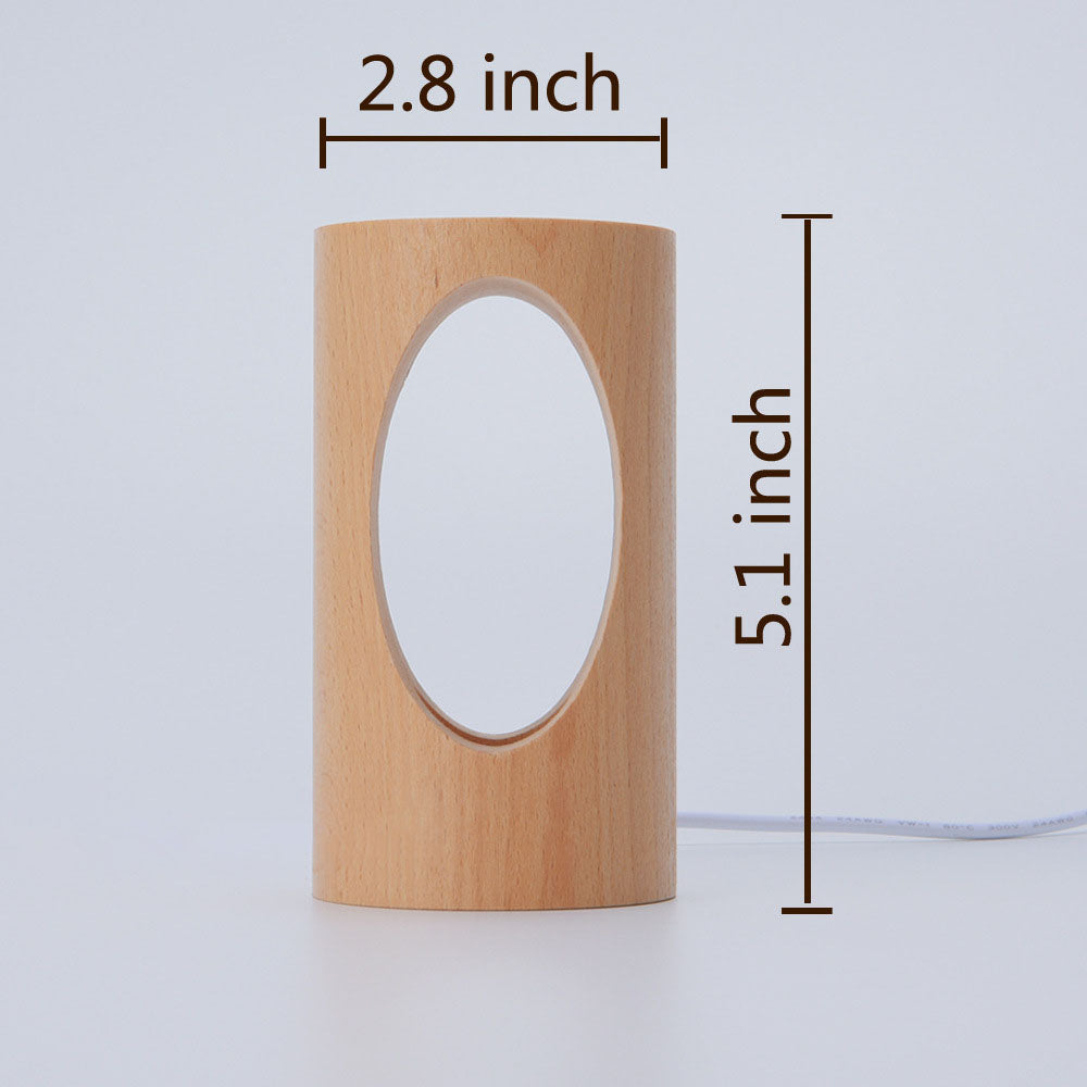 Japanese solid wood rectangular column LED night lamp USB table lamp