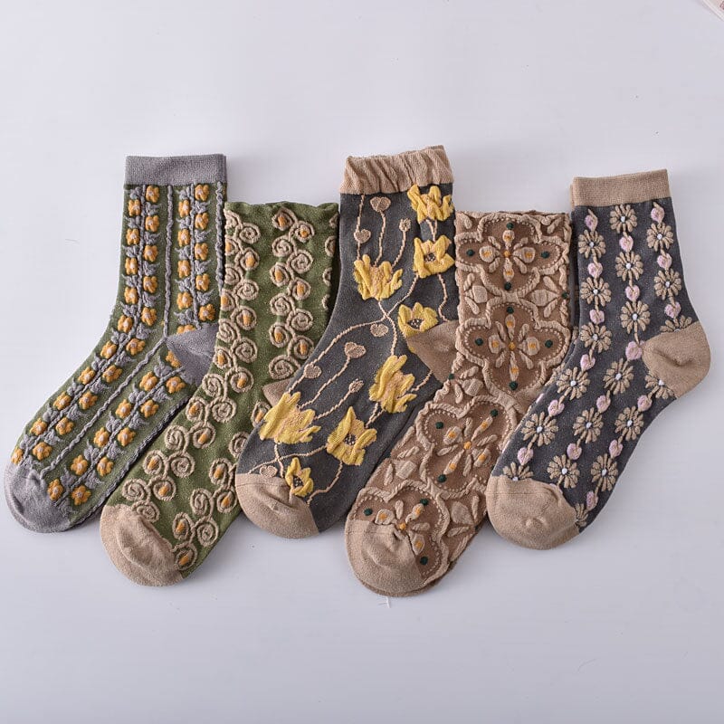 Women's Floral Cotton Socks (10 Pairs)