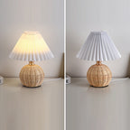 RattaLume Nordic LED Table Lamp | Woven Rattan & Foldable Fabric Shade | Mood Light | Decor for the Bedroom