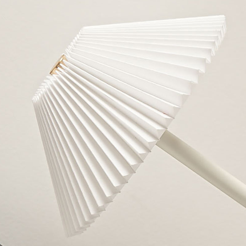 Contemporary Scandinavian rechargeable iron fabric cone pleated LED table lamp for bedside