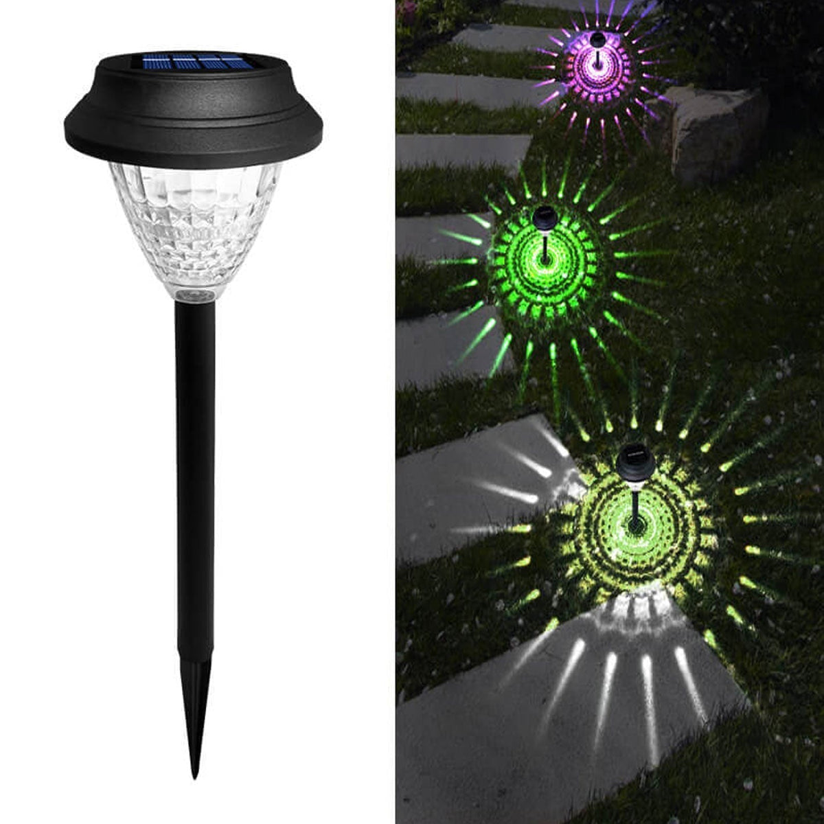 Solar waterproof circular divergent light shadow design LED outdoor garden decorative light