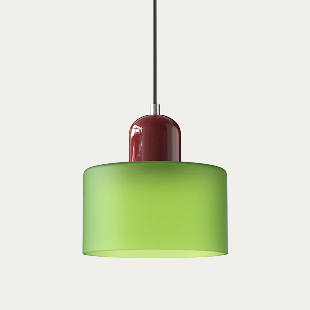 Glass light in subtle colors of the kitchen
