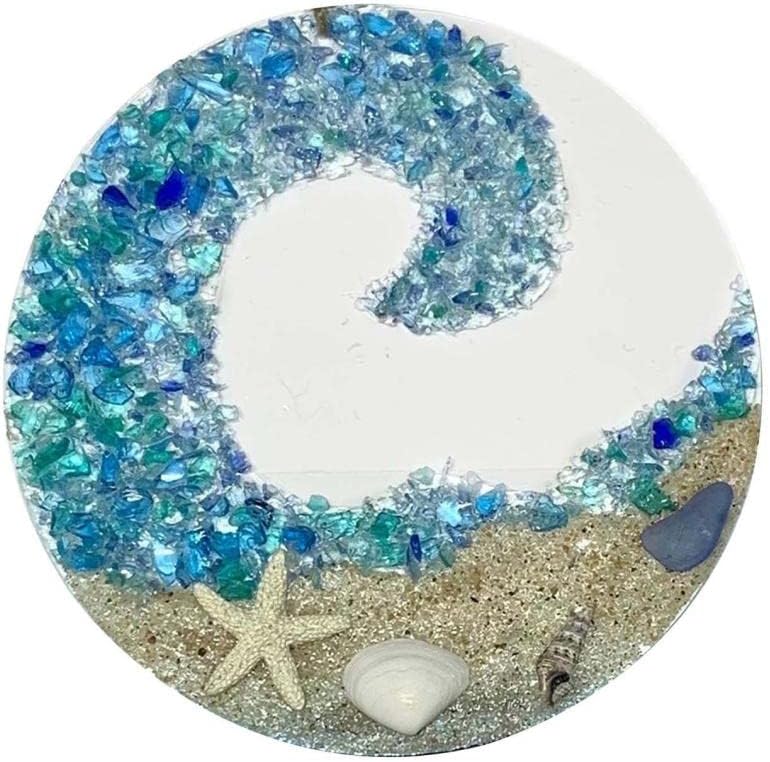 Ocean glass sun catcher - Ocean-breaking wave beach ornament