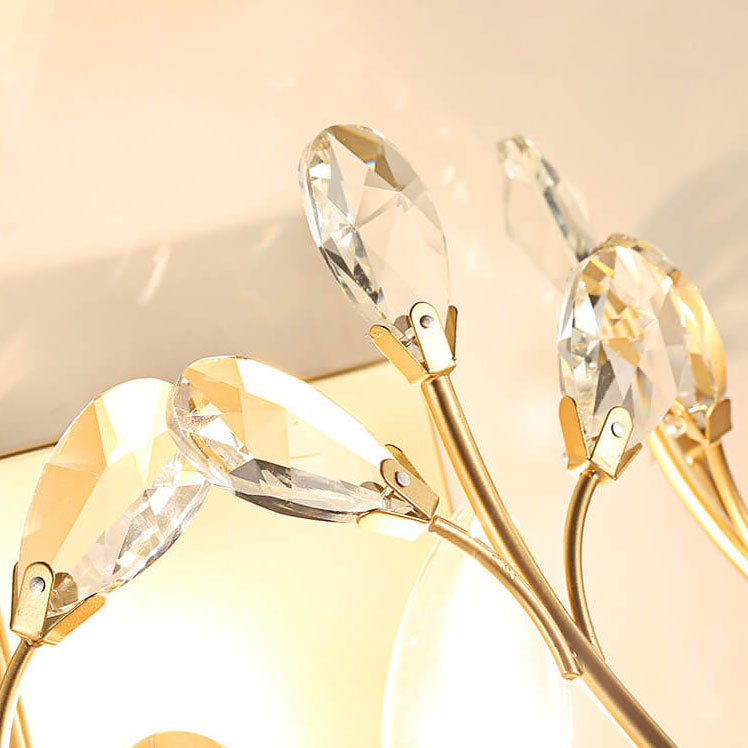 Luminis Wall Light | Luxury Crystal Design | Leaf Motif | 1-Bulb & Modern
