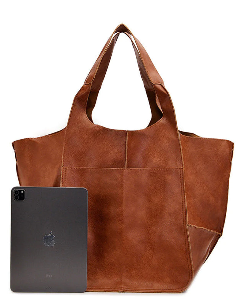 Chic & Sustainable Leather Bag with Large Capacity - Elegant, Versatile Women's Handbag
