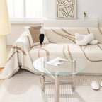 Wave-Pattern Chenille Sofa Cover with Tassels and Non-Slip Fit