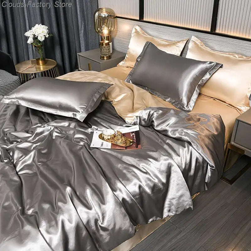 Luxury Solid Satin Duvet Cover - SilkSerenity