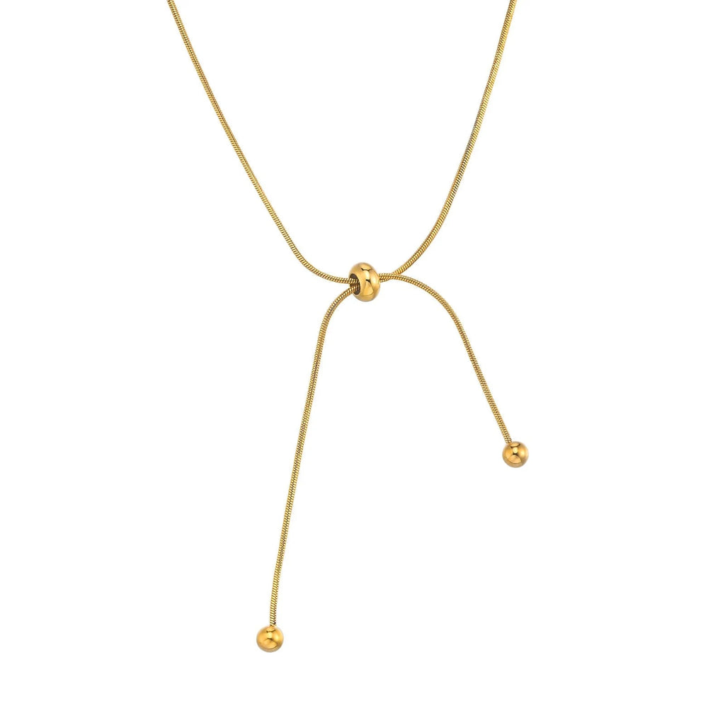18k Adjustable Tassel Snake Chain Necklace