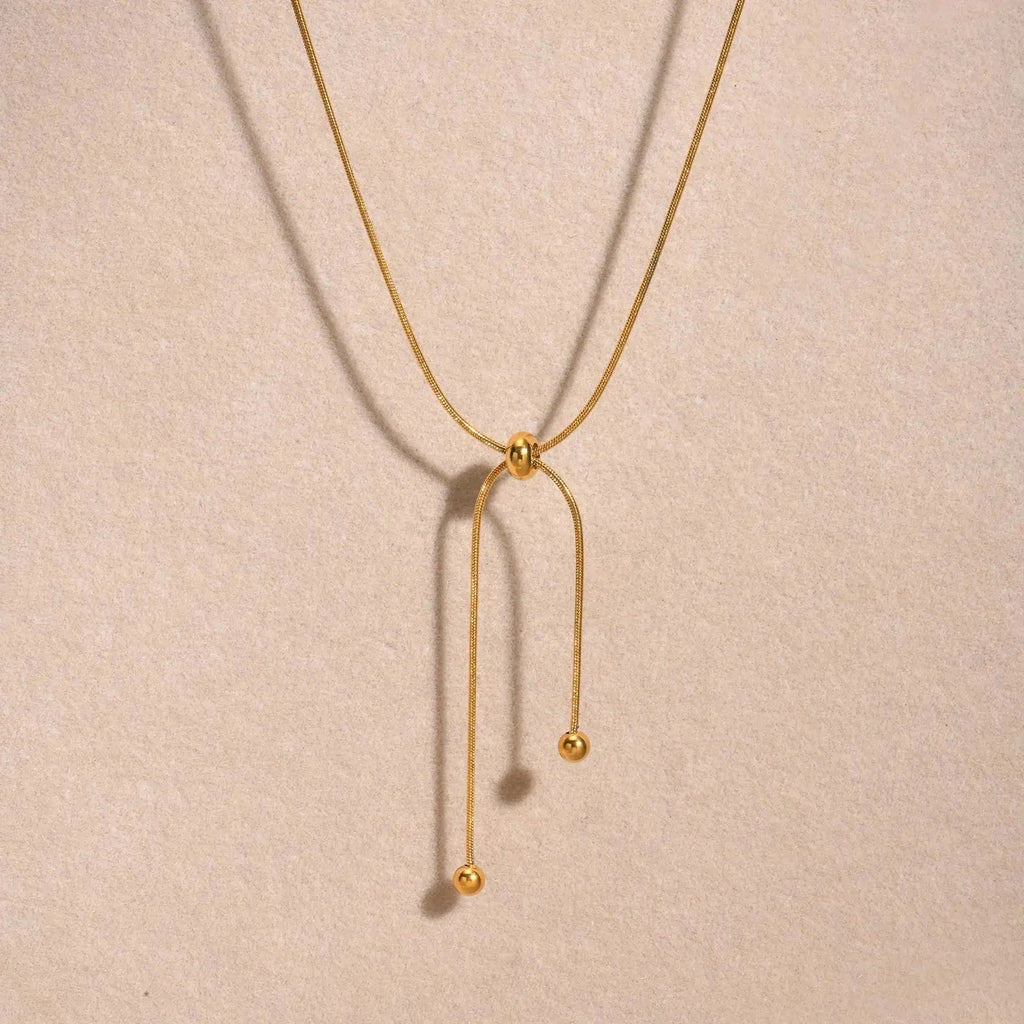 18k Adjustable Tassel Snake Chain Necklace