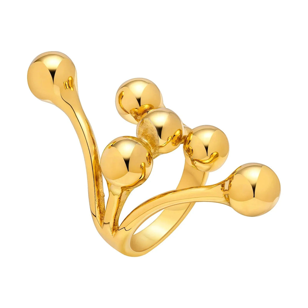 18k Bold Layered Ball Wrap Ring