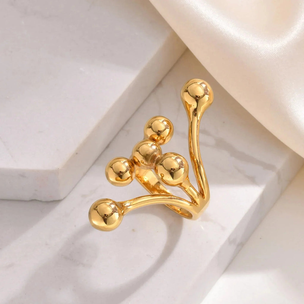 18k Bold Layered Ball Wrap Ring