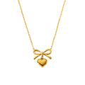 18k Dainty Bow & Heart Necklace