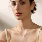 18k Dainty White Floral Necklace