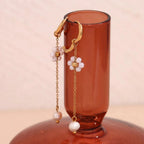 18k Dangling Floral Pearl Earrings