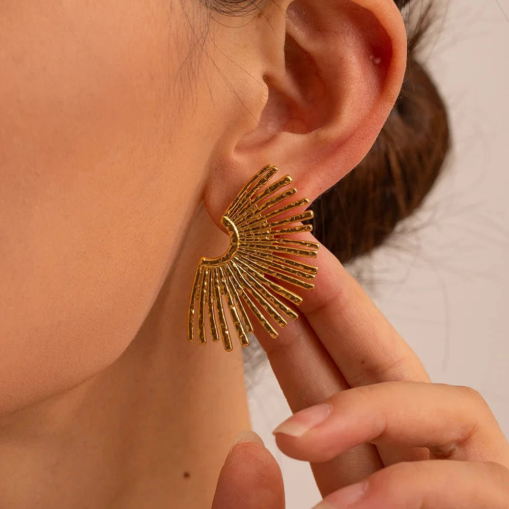 18k Half Sunshine Dainty Earrings