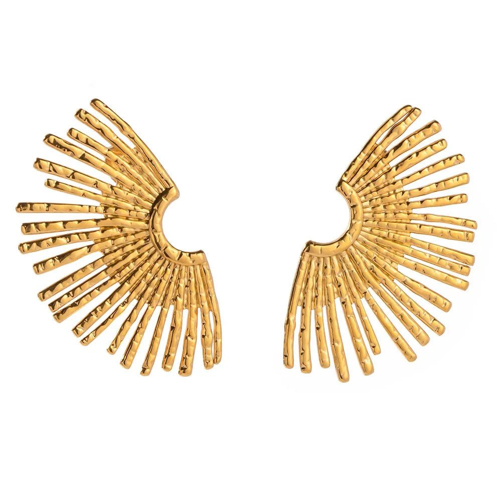 18k Half Sunshine Dainty Earrings