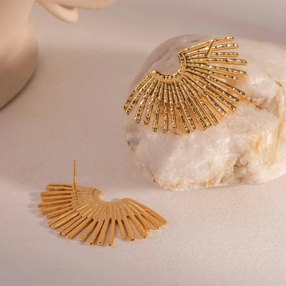 18k Half Sunshine Dainty Earrings