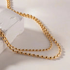 18k Layered Gold Beaded Necklace