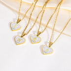 18k Pearl Heart Initial Letter Necklace